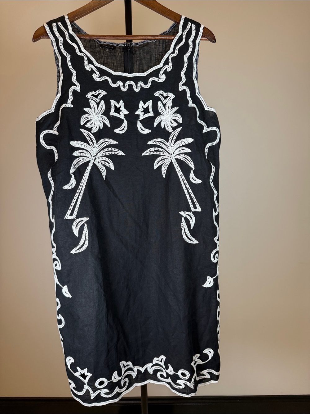 TALBOTS EMBROIDERED LINEN COTTON SHIFT DRESS | Size 12 - Picture 3 of 14
